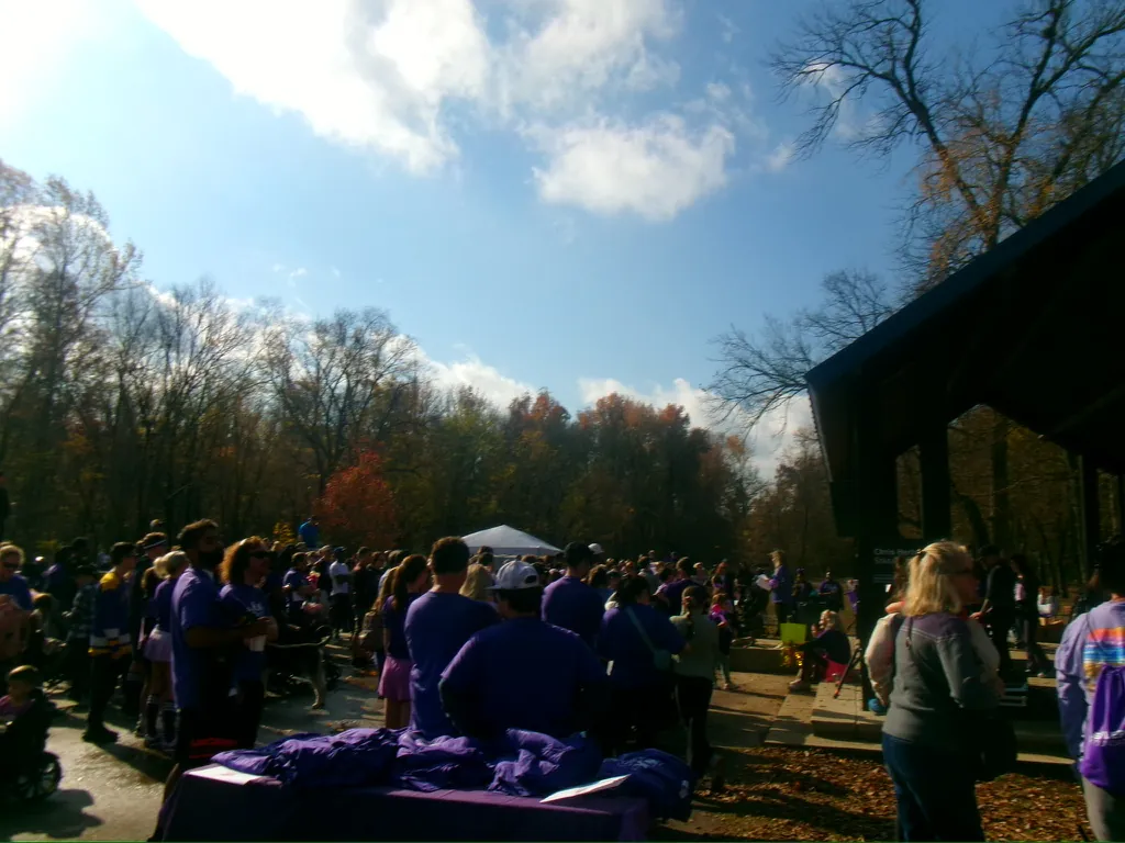 Crowd gathered at the walk's starting area